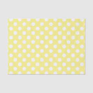 Papier Mousseline Pois blanc sur jaune citron