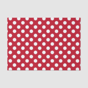 Papier Mousseline pois blancs en rouge