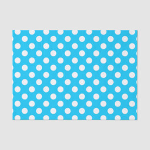 Papier Mousseline Pois blancs sur bleu électrique