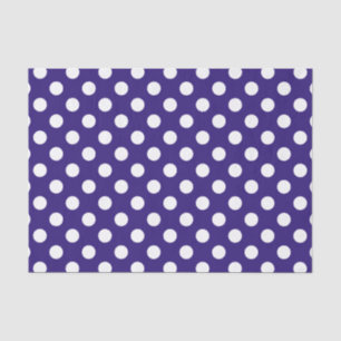 Papier Mousseline Pois blancs sur bleu foncé