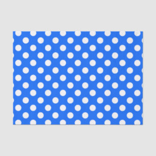 Papier Mousseline Pois blancs sur bleu royal