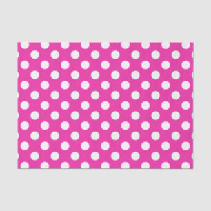 Papier Mousseline Pois blancs sur fuchsia