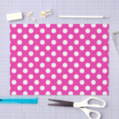Papier Mousseline Pois blancs sur fuchsia (Artisanat)