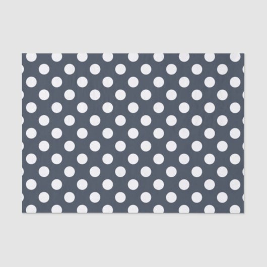 Papier Mousseline Pois blancs sur gris bleu (Recto)
