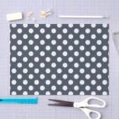 Papier Mousseline Pois blancs sur gris bleu (Artisanat)