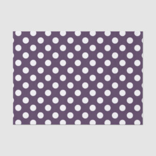 Papier Mousseline Pois blancs sur prune violette