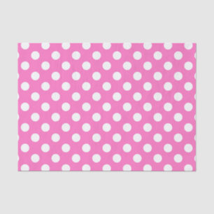 Papier Mousseline Pois blancs sur rose