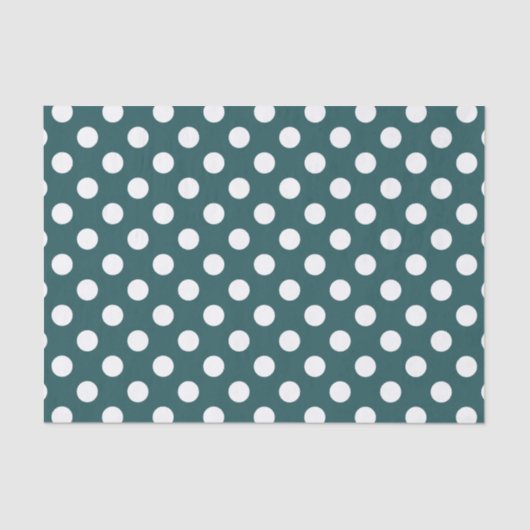 Papier Mousseline Pois blancs sur turquoise (Recto)