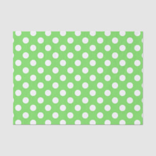 Papier Mousseline Pois blancs sur vert pomme