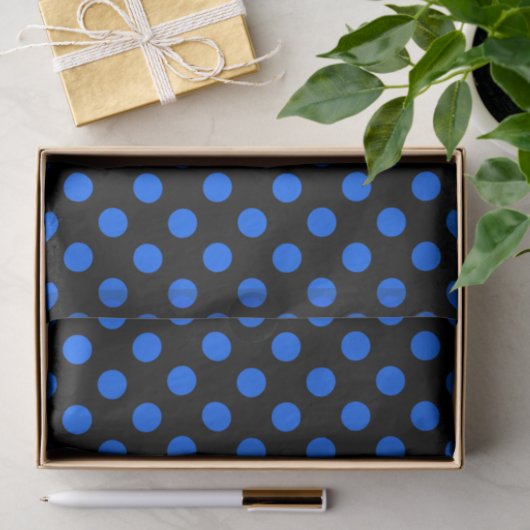 Papier Mousseline Pois bleu et noir (Cadeau)