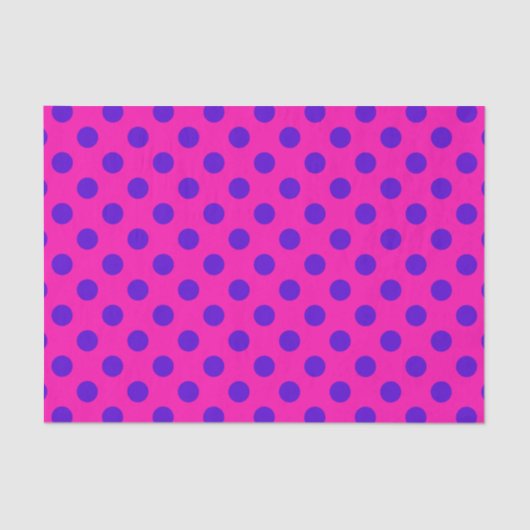 Papier Mousseline Pois bleus sur fuchsia (Recto)
