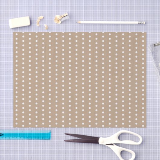 Papier Mousseline Pois brun et blanc (Artisanat)