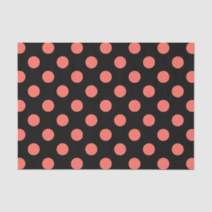 Papier Mousseline Pois coralliens vivants sur noir