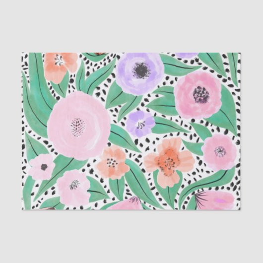 Papier Mousseline Pois d'aquarelle rouge violet (Recto)