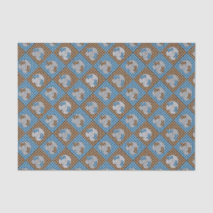 Papier Mousseline Pois d'éléphants bleus et Brown
