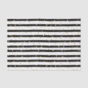 Papier Mousseline Pois d'or Black White Stripes