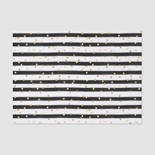Papier Mousseline Pois d'or Black White Stripes (Recto)