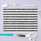 Papier Mousseline Pois d'or Black White Stripes (Artisanat)