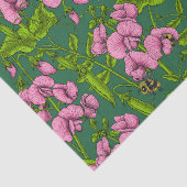 Papier Mousseline Pois doux et bourdons, vert et rose (Détail)