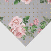 Papier Mousseline Pois gris et or aux roses roses roses roses découp (Détail)