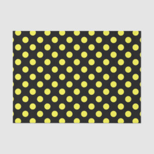 Papier Mousseline pois jaunes sur fond noir