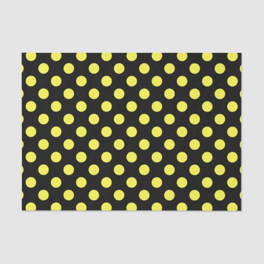 Papier Mousseline pois jaunes sur fond noir (Recto)