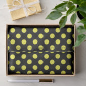 Papier Mousseline pois jaunes sur fond noir (Cadeau)
