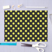 Papier Mousseline pois jaunes sur fond noir (Artisanat)