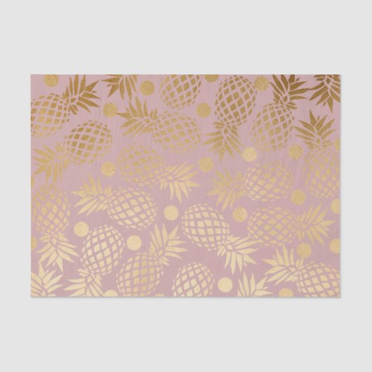 Papier Mousseline pois motif d'ananas en faux or (Recto)