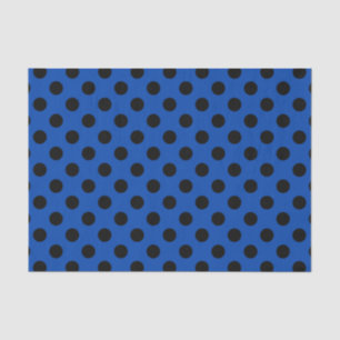 Papier Mousseline pois noirs en bleu royal