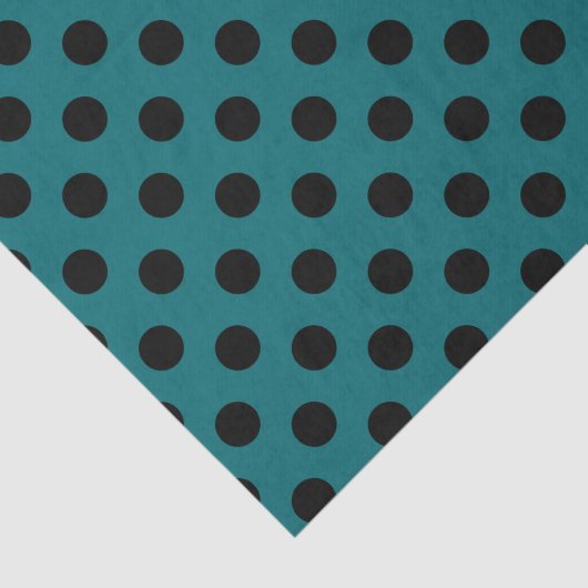 Papier Mousseline Pois noirs en turquoise (Détail)