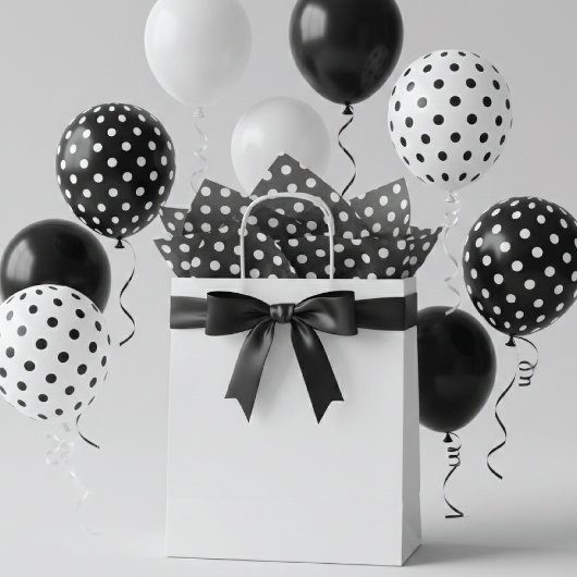 Papier Mousseline Pois noirs et blancs