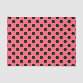 Papier Mousseline Pois noirs sur corail
