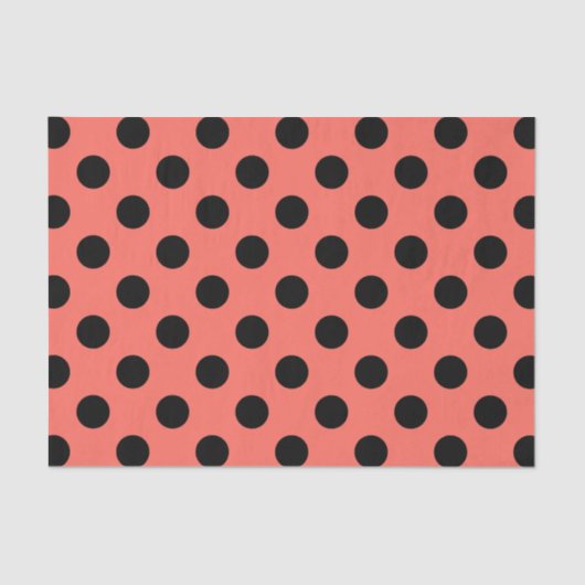 Papier Mousseline Pois noirs sur corail vivant (Recto)