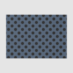 Papier Mousseline Pois noirs sur gris-bleu