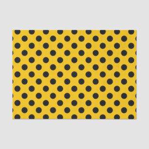 Papier Mousseline Pois noirs sur jaune
