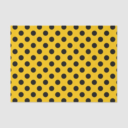 Papier Mousseline Pois noirs sur jaune (Recto)