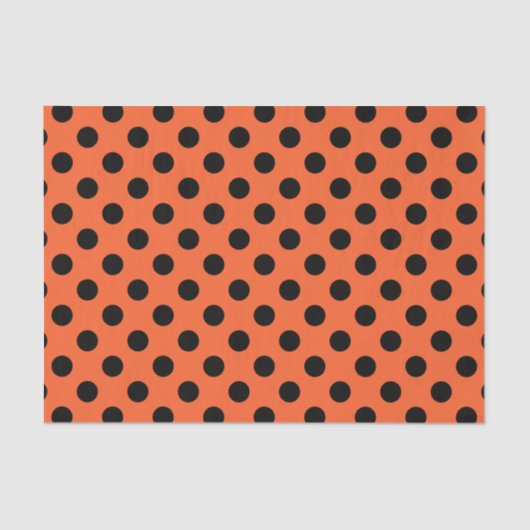 Papier Mousseline Pois noirs sur orange (Recto)