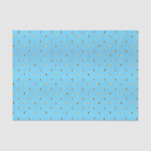 Papier Mousseline Pois or et argent sur Baby Blue (Recto)