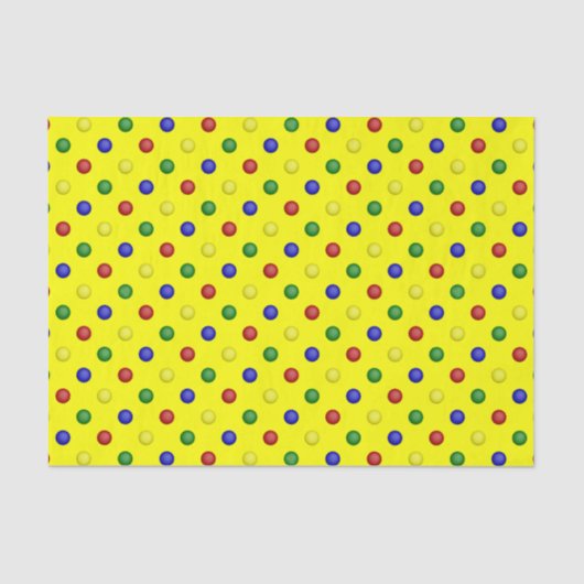 Papier Mousseline Pois primaires, PAPIER WRAP TISSU Jaune (Recto)