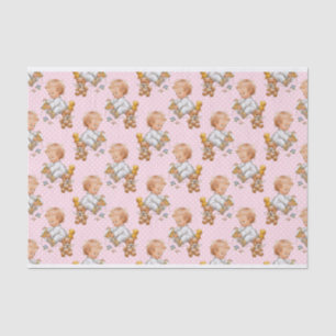 Papier Mousseline Pois ROSE & BLANC AVEC BÉBÉ CUTE JOUER