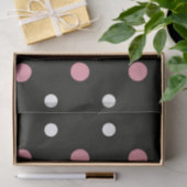 Papier Mousseline Pois rose blanc et noir (Cadeau)