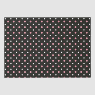 Papier Mousseline Pois rose blanc et noir