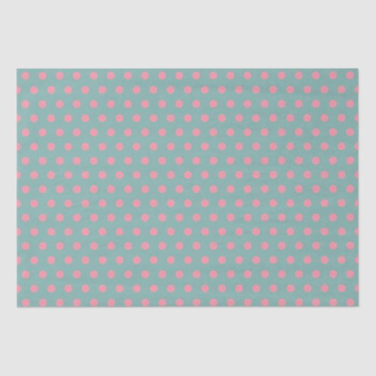Papier Mousseline Pois rose Turquoise Pastel Bleu (Recto)