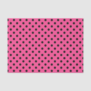 Papier Mousseline Pois roses et noirs