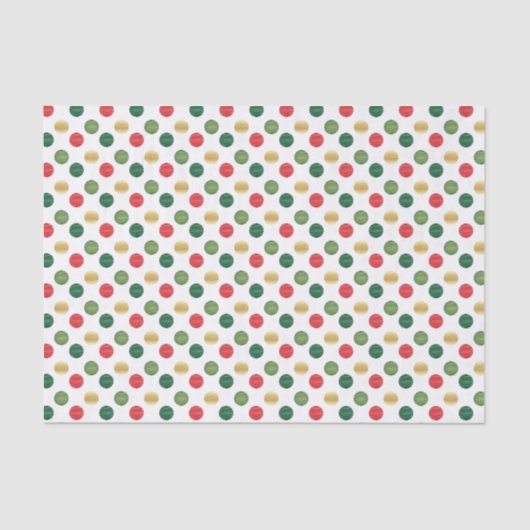 Papier Mousseline Pois rouge, vert et or (Recto)
