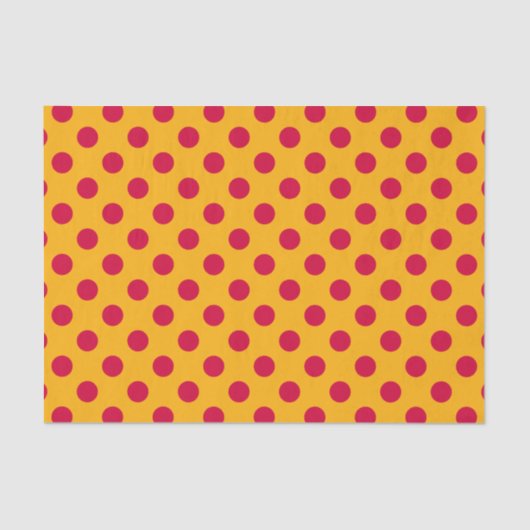 Papier Mousseline Pois rouges sur jaune (Recto)
