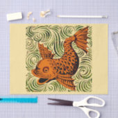 Papier Mousseline Poisson Antique Carrelage Ancien art (Artisanat)