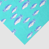 Papier Mousseline Poisson bleu turquoise (Détail)