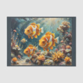 Papier Mousseline Poisson clown dans un récif avec coraux sous l'eau (Recto)